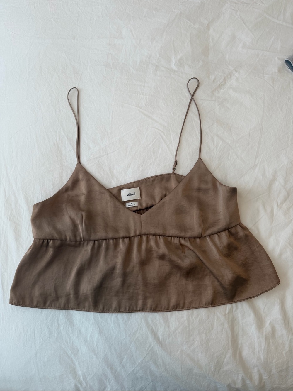 Wilfred Taupe Satin Peplum Cami